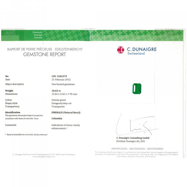 Certified Octagon Shaped Emerald Stone CDC1202379