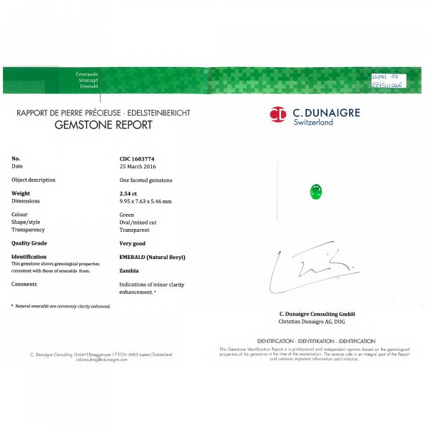 Certified Oval Shaped Emerald Stone CDC1603774