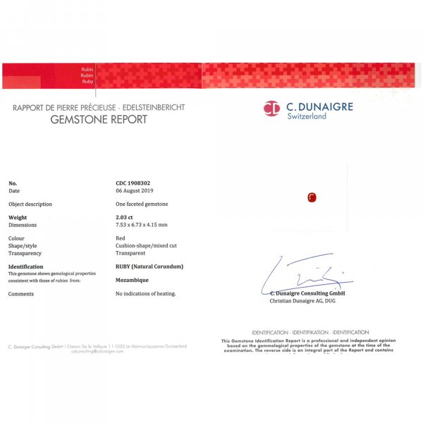 Certified Cushion Shaped Ruby Stone CDC1908302