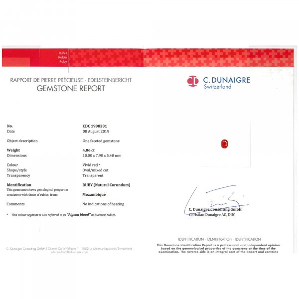 Certified Oval Shaped Ruby Stone CDC1908301