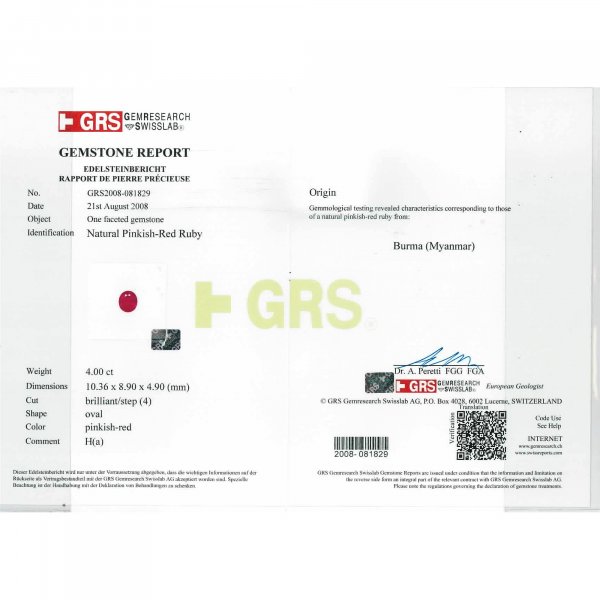 Certified Oval Shaped Ruby Stone GRS2008-081829