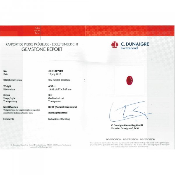 Certified Oval Shaped Ruby Stone CDC1207089
