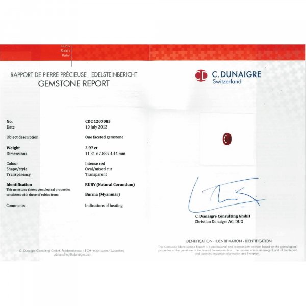 Certified Oval Shaped Ruby Stone CDC1207085