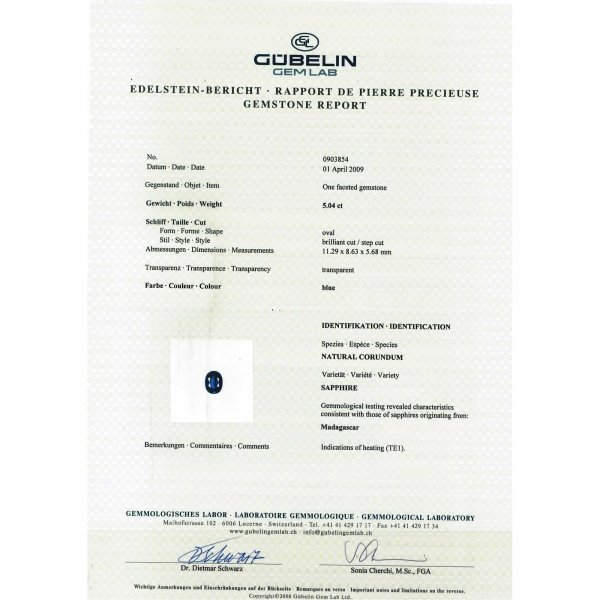 Certified Oval Shaped Blue Sapphire Stone 0903854
